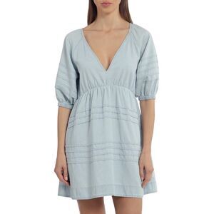 Avec Les Filles Women's Juniors Babydoll Puff Sleeve Dress
